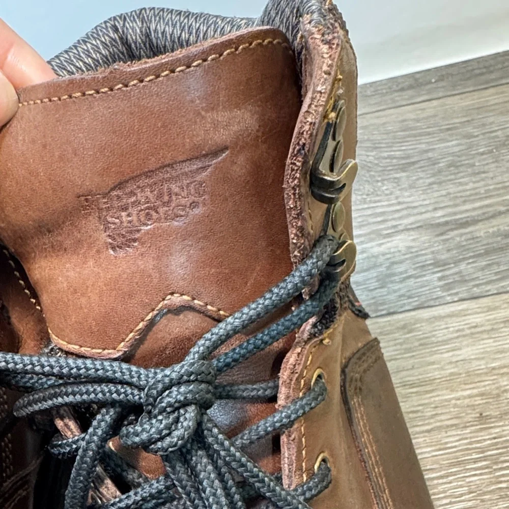 Red Wing Shoes Men's Dark Brown Leather Boots steel toe work boots men’s 9